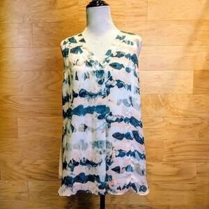 CAbi Tie Dye Blue & Pink Sleeveless Blouse Size Small